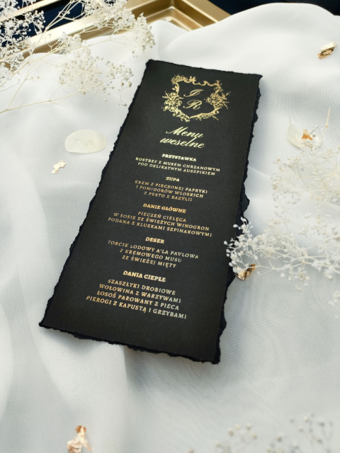 Menu weselne na talerzyk LUXURIOUS BLACK